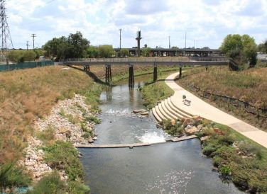 river and bridge along Mission Reach Urban Ecosystem